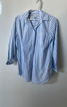 Load image into Gallery viewer, A New Day Womens White Blue Striped Long Sleeve Collared Button-Up Shirt Size XS