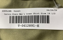 Load image into Gallery viewer, Calvin Klein Mens Green Long Sleeve Spread Collar Dress Shirt Size 16 1/2