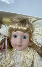 Load image into Gallery viewer, Dynasty Doll Collection Blonde Hair Blue Eyes Bride Porcelain Doll With Tag