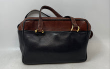 Load image into Gallery viewer, Laro Womens Black Brown Snakeskin Leather Double Handle Zipper Shoulder Bag