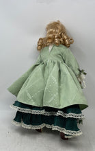Load image into Gallery viewer, Antique Ceramic Decor Blonde Curly Hair Green Dress Floral Lace Fashion Doll