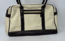 Load image into Gallery viewer, Estee Lauder Womens Beige Brown Canvas Faux Leather Trim Tote Bag With Wallet