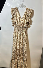 Load image into Gallery viewer, Express Womens Multicolor Animal Print Flutter Sleeve V-Neck Maxi Dress Size XS