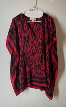Load image into Gallery viewer, Michael Kors Womens Red Black Animal Print V-Neck Tunic Blouse Top Size S/M