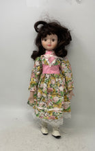 Load image into Gallery viewer, Brown Hair And Eyes Collectible Porcelain Doll In Floral Dress With Box