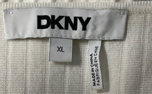 Load image into Gallery viewer, DKNY Womens Off-White Short Sleeve V-Neck Front Zip Knitted Blouse Top Size XL