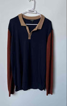 Load image into Gallery viewer, Express Mens Blue Multicolor Colorblock Merino Wool Collared Polo Sweater Sz XL