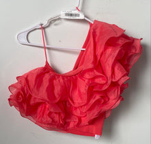 Load image into Gallery viewer, Zara Womens Coral Ruffle One-Shoulder Cropped Blouse Top Size Medium