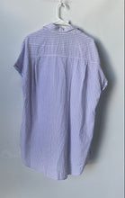 Load image into Gallery viewer, Zara Womens Blue White Striped Short Sleeve Button-Up Shirt Size Small