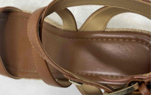 Load image into Gallery viewer, Michael Kors Womens Lynn Brown Leather Open Toe Espadrille Sandals Size 7.5M