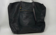 Load image into Gallery viewer, Linea Pelle Womens Brown Black Pebble Leather Double Strap Medium Tote Bag