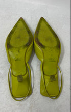 Load image into Gallery viewer, Zara Womens Green Leather Pointed Toe Low Kitten Slingback Heels Size 36