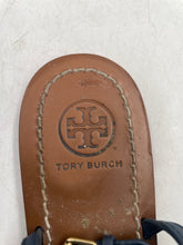 Load image into Gallery viewer, Authentic Tory Burch Womens Leticia Blue Brown Thong Sandals Size 6.5M Worn