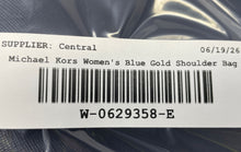 Load image into Gallery viewer, Michael Kors Womens Jet Set Blue Gold Saffiano Leather Large Shoulder Bag