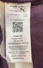 Load image into Gallery viewer, Puma Girls Purple Side Stripe Tapered Leg Drawstring Track Pants Size M With Tag