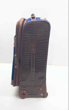 Load image into Gallery viewer, Samantha Brown Unisex Blue Faux Crocodile Embossed Trim Travel Luggage Suitcase