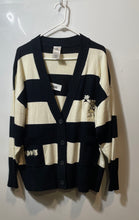 Load image into Gallery viewer, Disney Womens Beige Black Striped Print Long Sleeve Cardigan Sweater Size Large