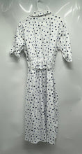Load image into Gallery viewer, DKNY Womens White Blue Polka Dot Print Cotton Tie-Waist Shirt Dress Size 14