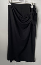 Load image into Gallery viewer, H&M Womens Black Flat Front Side Tie Knot Stretch Comfort Midi Wrap Skirt Size S