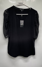 Load image into Gallery viewer, Adrianna Papell Womens Black Puff Sleeve V-Neck Knit Blouse Top Size L w/ Tag