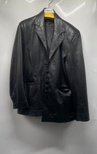 Load image into Gallery viewer, Nouhaila Cuir Womens Black Leather Notch Lapel Button Front Jacket Size Large