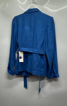 Load image into Gallery viewer, Kenneth Cole Womens Blue Linen Long Sleeve Belted Utility Jacket Size 10 w/ Tag