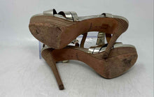 Load image into Gallery viewer, Coach Womens Dani Gold Metallic Leather Ankle Strap Platform Sandals Size 9B