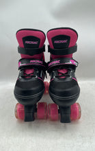 Load image into Gallery viewer, Micmac Skating Girls Black Pink Adjustable Strap Quad Wheel Roller Skates Size L
