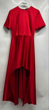 Load image into Gallery viewer, Zara Womens Metallic Red Short Sleeve Crew Neck High Low Maxi Dress Size S