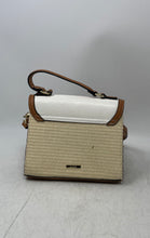 Load image into Gallery viewer, Aldo Womens Brown Ivory Snakeskin Design Wicker Straw Top Handle Satchel Purse