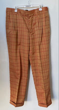 Load image into Gallery viewer, Gianni Vironi Mens Orange Red Plaid Pleated Front Pockets Trouser Pants Size 38W