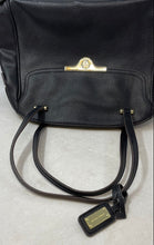 Load image into Gallery viewer, Anne Klein Womens Black Leather Charm Double Strap Bottom Studs Satchel Handbag