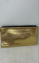 Load image into Gallery viewer, Prune Womens Gold-Tone Leather Rectangular Logo Plaque Double Zip Clutch Wallet