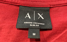 Load image into Gallery viewer, Armani Exchange Mens Red Short Sleeve V-Neck Slim Fit Pullover T-Shirt Size M