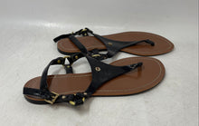 Load image into Gallery viewer, Lauren Ralph Lauren Womens Black Leather Buckle Open Toe Thong Sandals Size 9B
