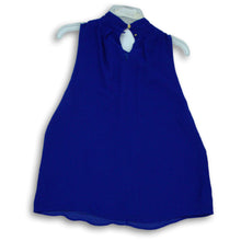 Load image into Gallery viewer, Calvin Klein Womens Blue Keyhole Back Ruffle Front Sleeveless Blouse Top Size L