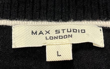Load image into Gallery viewer, Max Studio Womens Black White Short Sleeve Collared Pullover Sweater Size L