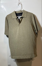 Load image into Gallery viewer, Johnston & Murphy Mens Dark Taupe Striped Short Sleeve Collared Polo Shirt Sz M