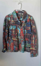 Load image into Gallery viewer, Chico's Womens Multicolor Tokyo City Print Long Sleeve Denim Jacket Size 3