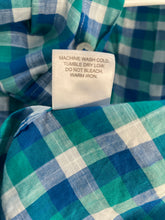 Load image into Gallery viewer, Johnston & Murphy Mens Green Blue Plaid Long Sleeve Button-Up Shirt Size M