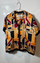 Load image into Gallery viewer, Karl Lagerfeld Womens Multicolor Geometric Short Sleeve Button-Up Shirt Size XL