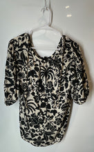 Load image into Gallery viewer, Ann Taylor Womens Black White Floral Print Puff Sleeve Blouse Top Size Medium