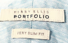 Load image into Gallery viewer, Perry Ellis Mens Blue Printed Cotton Slim Fit Long Sleeve Collared Dress Shirt M
