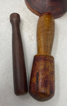 Load image into Gallery viewer, Vintage Brown Floral Hand-Carved Wood 3 Pcs Footed Mortar And Pestle Set