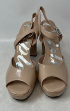 Load image into Gallery viewer, Cuple Womens Beige Patent Leather Buckle Block Platform Sandals Size 41