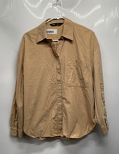 Load image into Gallery viewer, Zara Womens Beige Long Sleeve Pockets Collared Casual Button-Up Shirt Size XS