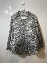 Load image into Gallery viewer, Zara Womens Black White Collared Long Sleeve Blouse Top Size Large