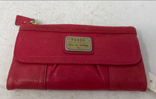 Load image into Gallery viewer, Fossil Womens Red Leather ID & Credit Card Slots Bifold Wallet With Tag