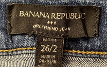 Load image into Gallery viewer, Banana Republic Womens Blue Denim Stretch Girlfriend Skinny Leg Jeans Size 26/2P