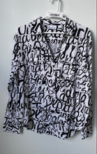 Load image into Gallery viewer, 7th Avenue New York & Company Womens White Black Long Sleeve Blouse Top Size XL